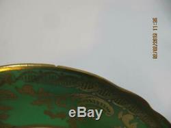 Paragon Double Stamp Teacup & Saucer Set Green w gold Medallion Rose