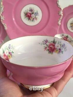 Paragon Double Warant Corset Shape Pink Tea Cup Pink Tea Set Trios Roses 15 Item