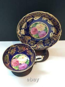Paragon Mums Cobalt And Gold Hand Painted Tea Cup & Saucer Set Cs13