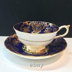 Paragon Mums Cobalt And Gold Hand Painted Tea Cup & Saucer Set Cs13