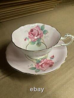 Paragon Pink Cabbage Rose On Tea Cup & Saucer Set Bone China