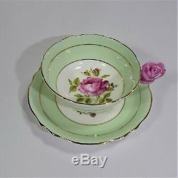 Paragon Pink Rose Handle Tea Cup and Saucer Set