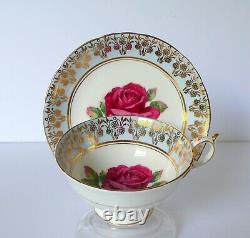 Paragon Red Cabbage Rose Tea Cup & Saucer Set