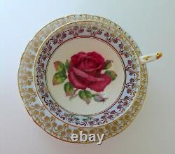 Paragon Red Cabbage Rose Tea Cup & Saucer Set