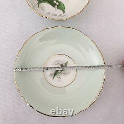 Paragon To The Bride Lily of the Valley Tea Cup and Saucer RARE SET mint Green