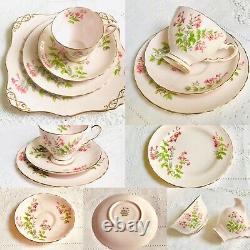 Pink Tuscan Tea Set English Fine Bone China 21 Piece Tea cups saucers