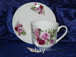 Pink rose Pattern bone china cup and saucer gift boxed with teaspoon