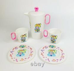 Polly Pocket Kid Teapot Tea Cups Saucer Plate Party Set Super Rare Merchandise