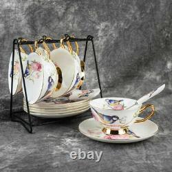 Porcelain Ceramic Teacup British Cafe Coffee Drinkware China Tea Cup Spoon Sets