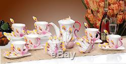 Porcelain Coffee Set Cup saucer Spoon Bone China Peacock Tea Set Party Services