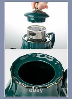 Porcelain Tea Set Tea Cup and Saucer Set Service for 6, with 28 Dark Green