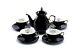 Potter's Studio Black Gold Teapot + 4 Assorted Halloween Tea Cup & Saucer Sets