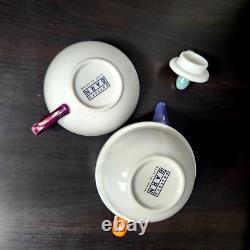 Pottery Barn Lustre Coffee Tea Cups Saucers Teapot Set Golden Handles Japan