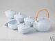 Premium Hasami Porcelain KORIN Kyusu tea pot & 5 Yunomi tea cups Set w Box