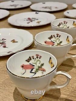 RRP £593 Ali Miller'Growing' 15 Piece Fine Bone China Tea Set Nature Garden