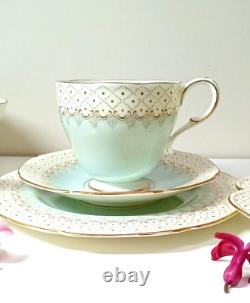 Rare 34 pcs Vintage Paragon Polka Dot Floral, Teal Blue Pocelain tea set 1939