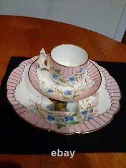 Rare Antique 1886 Signed / Hand Painted CFH GDM Limoge Tea Cup Set W Plate