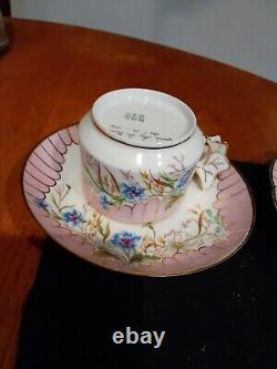 Rare Antique 1886 Signed / Hand Painted CFH GDM Limoge Tea Cup Set W Plate