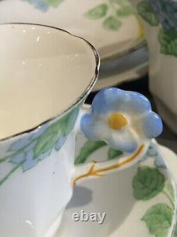 Rare Antique Art Deco Melba Flower Handle Tea Set Hand Painted 26 Pieces