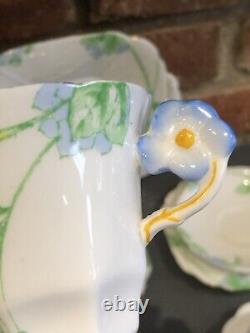 Rare Antique Art Deco Melba Flower Handle Tea Set Hand Painted 26 Pieces