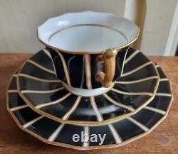 Rare Antique English Brown Westhead Moore Cauldon Porcelain Tea Cup Set