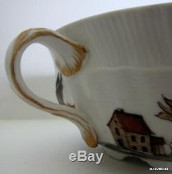 Rare Antique Meissen German Porcelain Swan Tea Cup And Saucer Set
