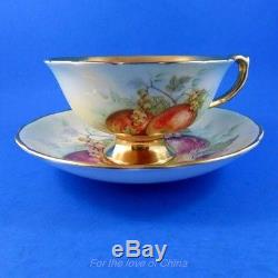 Rare Painted Fruit & Gold Signed D. Millington Hammersley Tea Cup and Saucer Set