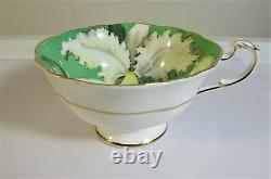 Rare Paragon England Double Warrant White Orchid On Green Tea Cup & Saucer Set