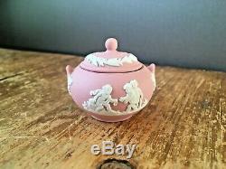 Rare Pink Wedgwood Jasperware Miniature Coffee & Tea Set Cup Saucer Teapot Pot