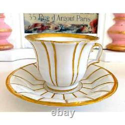 Rare Royal Copenhagen Tea Cup/Saucer Set. White Gold Palace Antique 1. Class