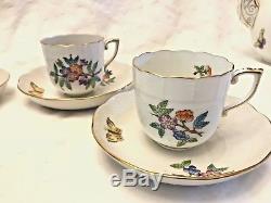 Rare Set Of 4, Herend Hungary Tea Cup Saucer Set, Butterfly, Free Shipping