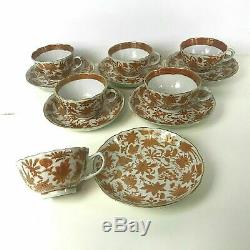 Rare Set of 6 Chinese 19th / 18th Century Iron Red Tea Cups and Saucers