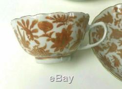 Rare Set of 6 Chinese 19th / 18th Century Iron Red Tea Cups and Saucers