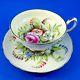Rare Signed D. Miles Handpainted Floral Grosvenor Tea Cup and Saucer Set