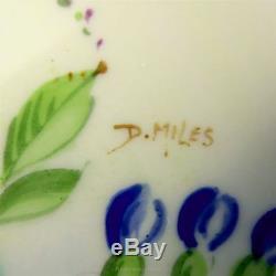 Rare Signed D. Miles Handpainted Floral Grosvenor Tea Cup and Saucer Set