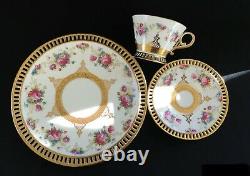 Rare Vintage Cauldon Tea Cup & Saucer And Bread Plate Trio Set Lace Rim