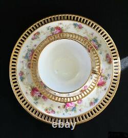 Rare Vintage Cauldon Tea Cup & Saucer And Bread Plate Trio Set Lace Rim