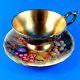 Rich Gold Signed D. Jones Fruit Painted Aynsley Aynsley Tea Cup and Saucer Set