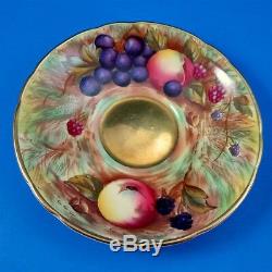 Rich Gold Signed N. Brunt Fruit Painted Aynsley Tea Cup and Saucer Set