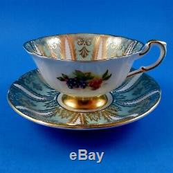 Rich Gold and Sage Green with Fruit Center Paragon Tea Cup and Saucer Set