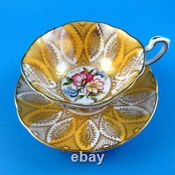 Rich Gold with Yolk Yellow and Sweetpeas Paragon Tea Cup and Saucer Set