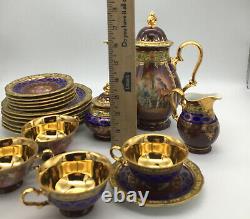 Rosenthal Bahnhof Selb Germany Demitasse Tea Set Pot Cup Plates Cream Gold Blue