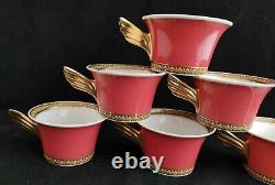 Rosenthal Versace Medusa red Set of 6 Tea Cups & Saucers (D0254)
