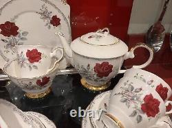Roses to remember china tea set for 12 with tea pot