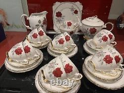 Roses to remember china tea set for 12 with tea pot