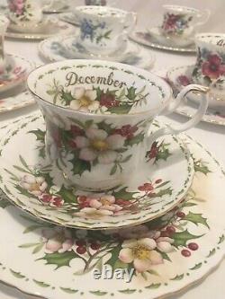 Royal Albert Bone China Tea Cup Saucer Flower Of The Month Series Trio Set