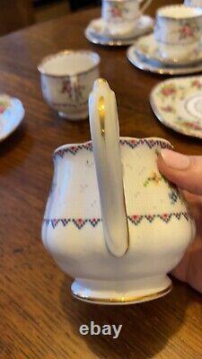 Royal Albert Bone China Vintage Petit Point 8 Person Tea Set Plates Cups