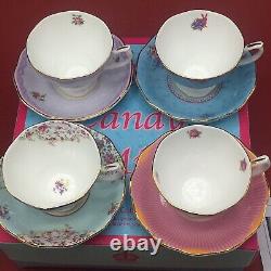 Royal Albert Candy Collection Set Of Four Tea Cups & Saucers Honey Bunny Etc