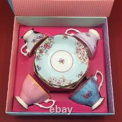 Royal Albert Candy Collection Set Of Four Tea Cups & Saucers Honey Bunny Etc