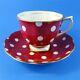 Royal Albert Deep Red with White Polka Dots Tea Cup and Saucer Set